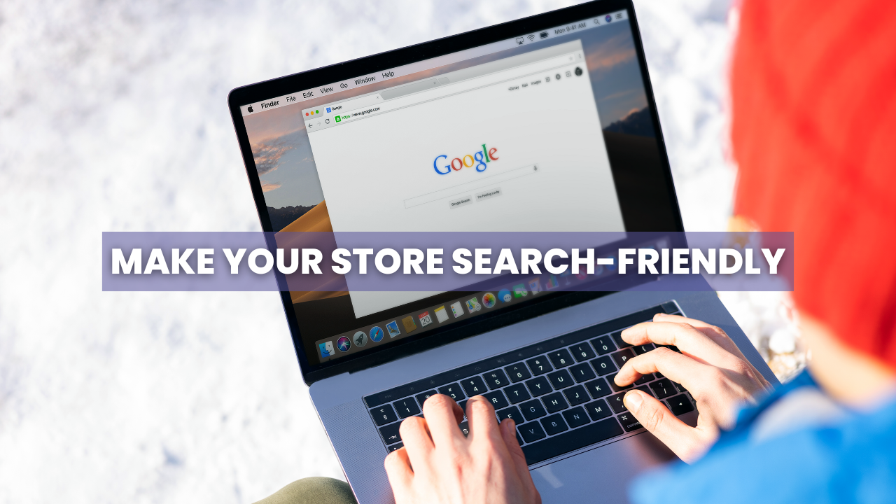 Person typing on a computer browsing through Google